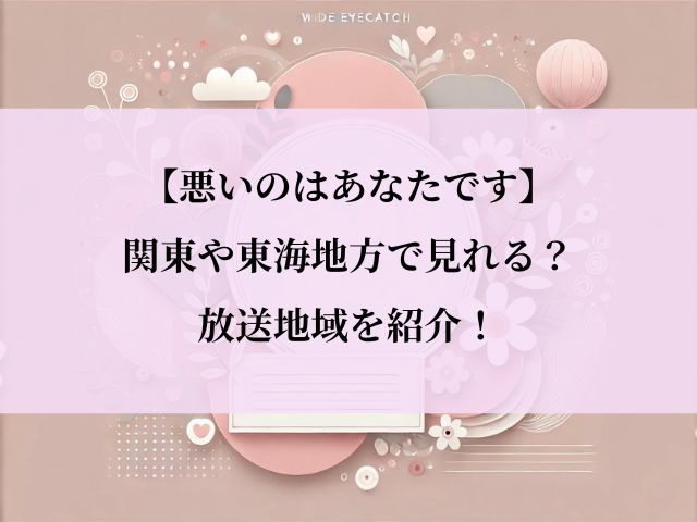 悪いのはあなたです_放送地域
